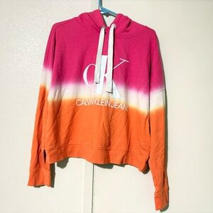 Calvin Klein Woman’s L Pink, Orange & White Vibrant Colorful Ty dye Comfy Hoodie